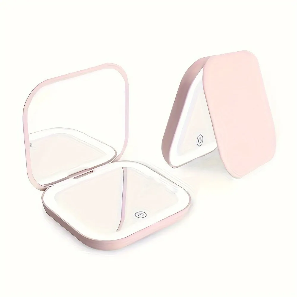 Premium Rechargeable LED Travel Makeup Mirror – Foldable Lighted Compact Mirror with 1X/3X Magnification, Portable Handheld Vanity Mirror for Purse, Ideal Gift for Women